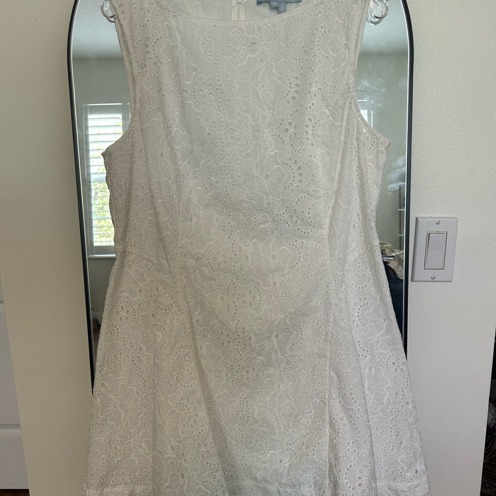 Hill House White Eyelet Lace Sleeveless Mini Dress